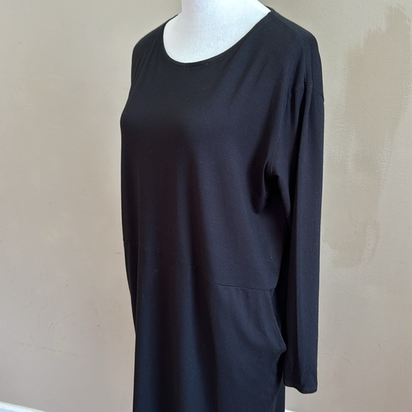 Eileen Fisher Black Long Sleeve Crewneck Viscose Dress with Pockets‎ Size S - Picture 5 of 8